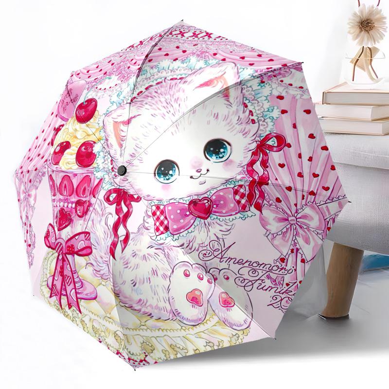 Kittens And Butterflies Garden Portable Automatic Umbrella Compact 8-Rib weight weight Durable Everyday Carry Umbrella Fashion Lovers