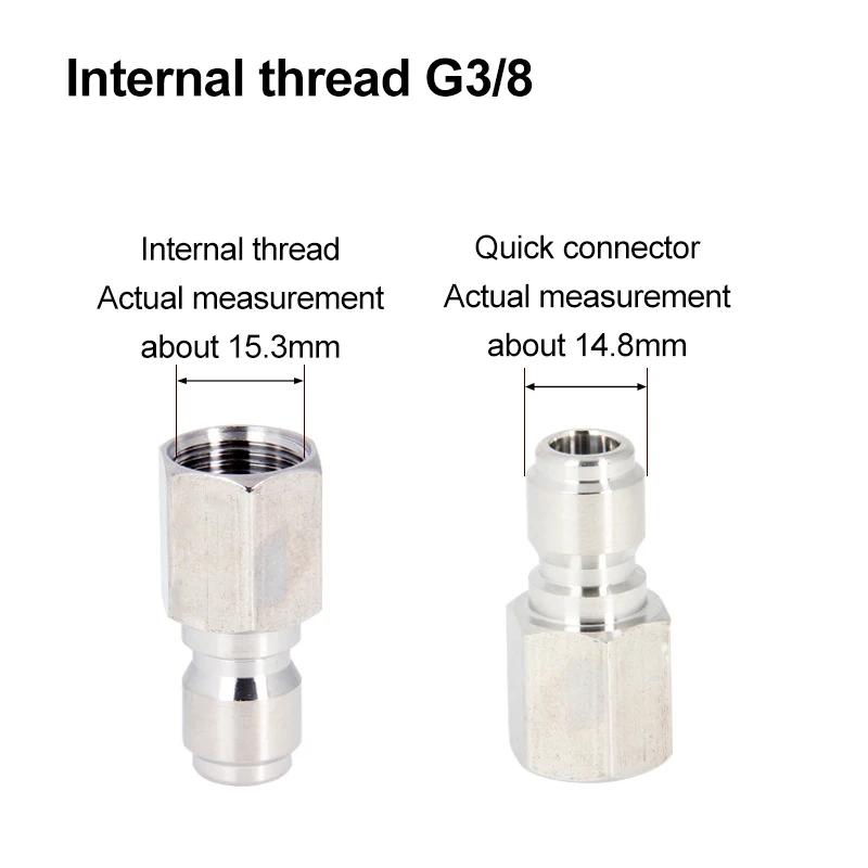 Stainless Steel G3/8 Pipe G1/2 High-pressure Water Gun Quick Connector