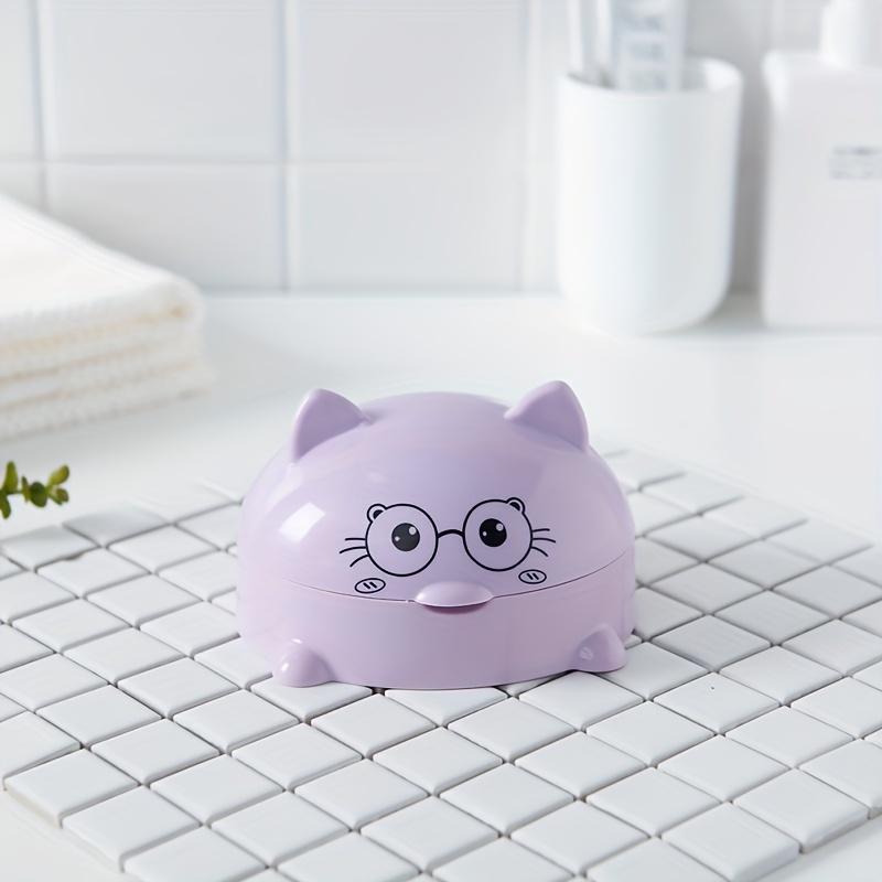 Large Cartoon Soap Dish with Lid - Drainable, Oval Plastic Holder for Bathroom Essentials, Soap Box, Nordic Style