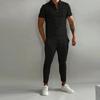 2025 Summer Slim Fit Men's Suit: Short Sleeve, Long Pants Casual Sports Set