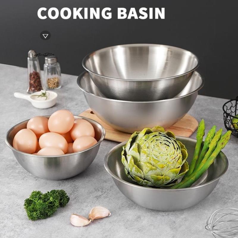 Stainless Steel Silver Salad Bowl Rice Noodles Lamian Noodles Bowl Kitchen Tableware Food Container