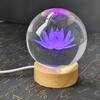 3D geschnitzte Kristallkugel mit Lotus-Sockel - Schreibtisch-Ornament für Zuhause