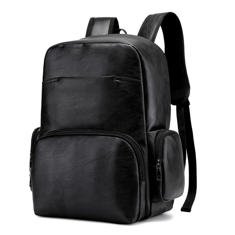 

Высококачественный мужской рюкзак из искусственной кожи для подростков, дорожный рюкзак, школьная сумка, мужская деловая сумка для ноутбука чёрный