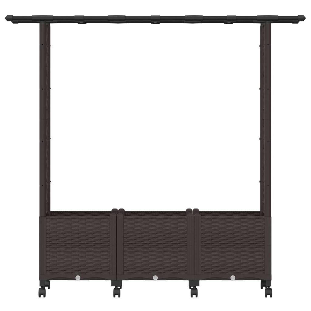 Raised Garden Bed with Trellis and Roof Brown 162.5 X 40 X 142 Cm PP