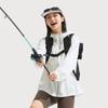 Li Ning Leaf Ruffle Sports Casual Minimalist Solid Color Hooded Zipper Loose Windbreaker Women Outerwear Off-White AFDV448-7