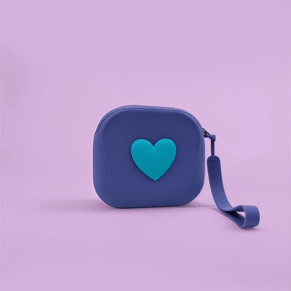 New Love Heart Storage Bag Silicone Coin Purse Wallet with Weaving Lanyard Portable Data Cable Earphone Organizer Key Pouch