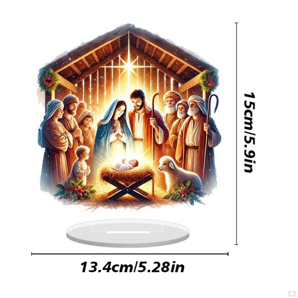 Nativity Acrylic Sign Tabletop Decoration Art Craft Centerpiece Christmas Gift Decorative Plaque for