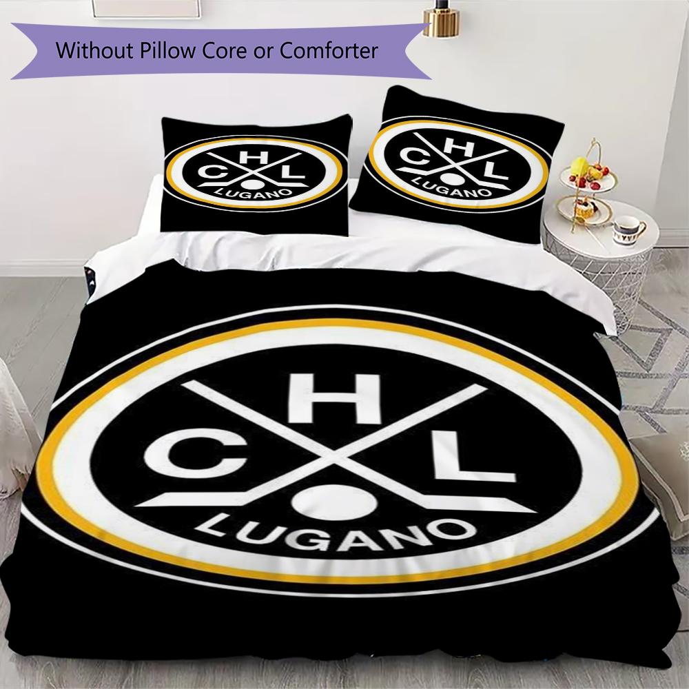 Biancheria da letto con motivo Hockey Club Lugano, Set piumone Copripiumino Federa Regalo di compleanno per la casa(1 * copripiumino + 2 * federa, senza nucleo)_lx