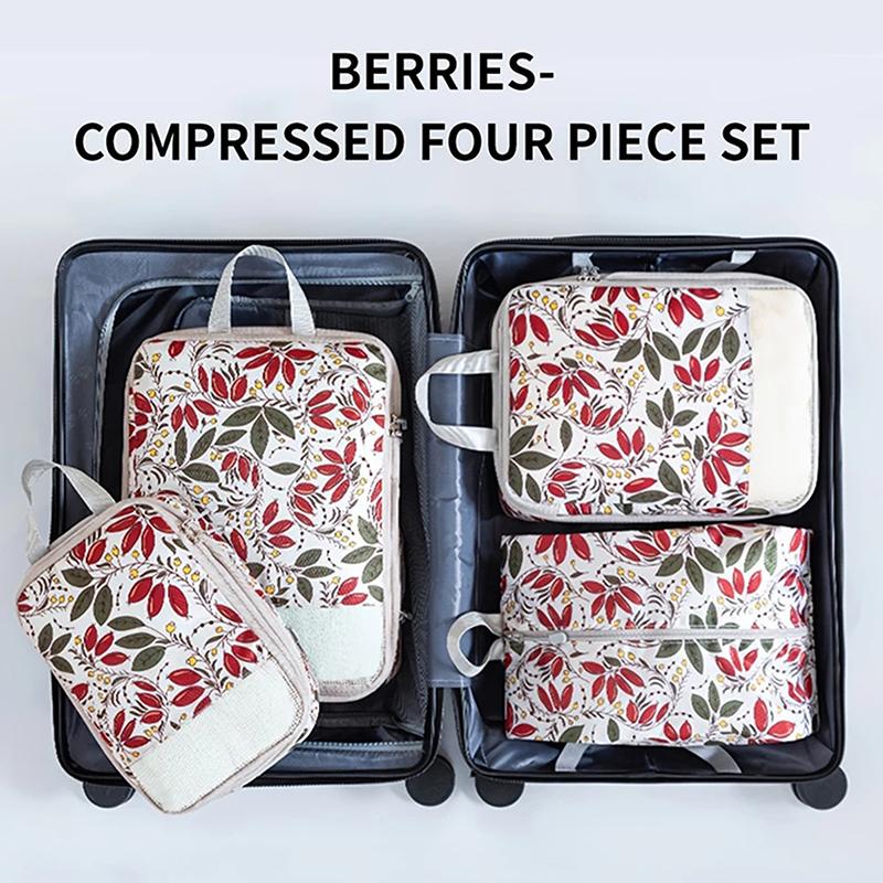 

4Pcs Compression Storage Bag Large Capacity Foldable Packing Cubes Washable Expandable Luggage Storage Bags Set
