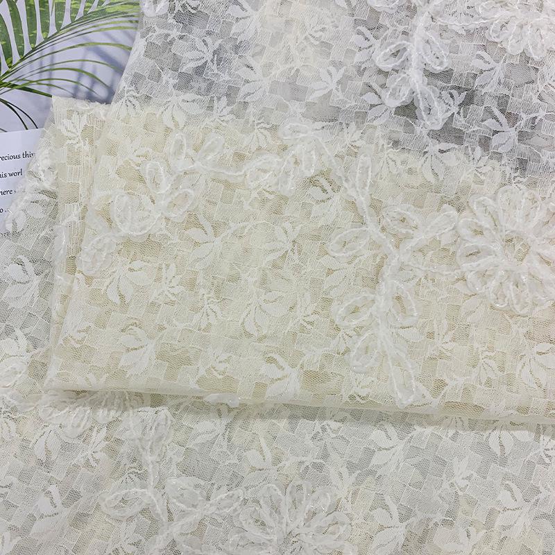 Stylish Textured Floral Lace Fabric for Wedding Dresses, Evening Gowns, and Children's Clothing