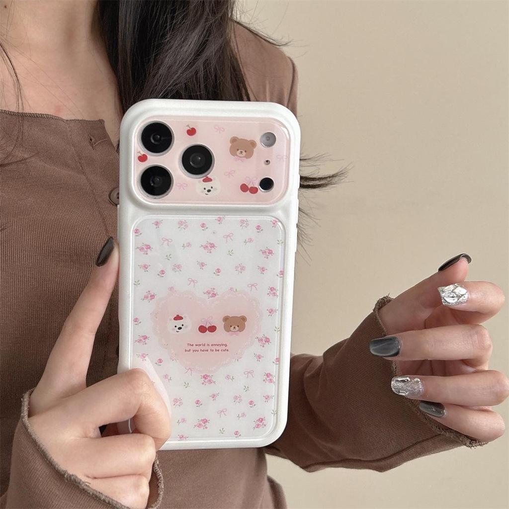 Cartoon Heart Small Dog iPhone 15/17/16 Pro Max Anti-Fall Case with Large Window Design