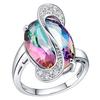 Fashion Women Rainbow Faux Topaz Pendant Necklace Earrings Ring Jewelry Set