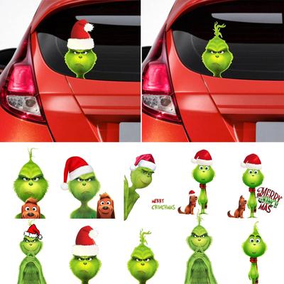 1PC Christmas Stickers Decoration Xmas Green Hair Sticker 2022 Automobile Truck Window Decal