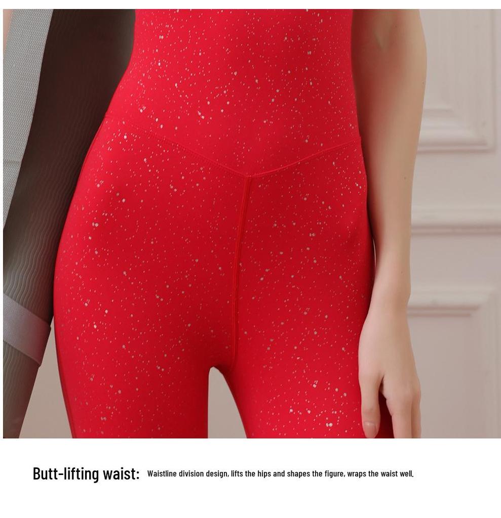 Boyang Damen Glitzernder Rückenfreier Aerial Yoga Jumpsuit - Herbst/Winter Stil