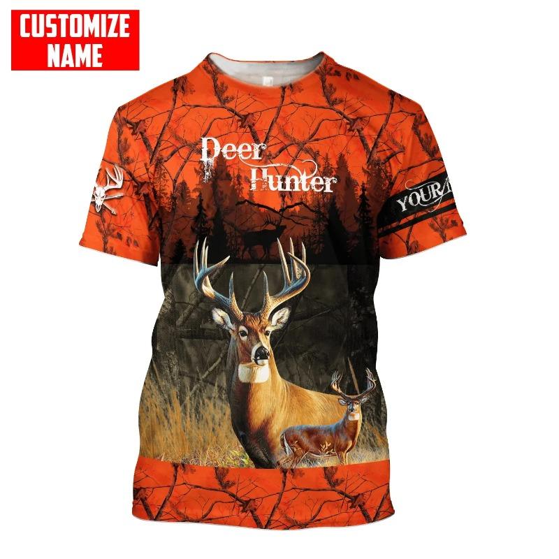 Personalized Name Wolf / Deer Hunting 3D All Over Printed Men's Fashion t shirt Summer Unisex Casual short sleeve T-shirt TX299