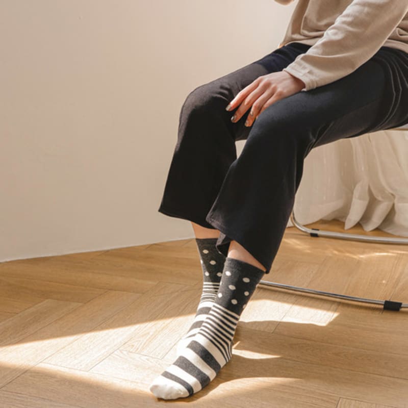 Abiruz Women's Dot Stripe Mixed Pattern Socks HM-24-WBT (2 Colors)