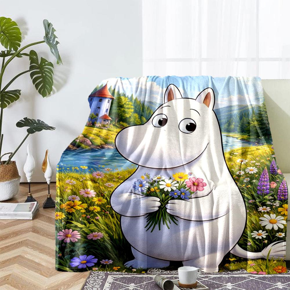 Moomin Temalı Baskılı Battaniye - Kanepe, Yatak, Seyahat ve Dış Mekan Kullanımı İçin Mükemmel | Makinede Yıkanabilir, Rahat ve Dayanıklı.