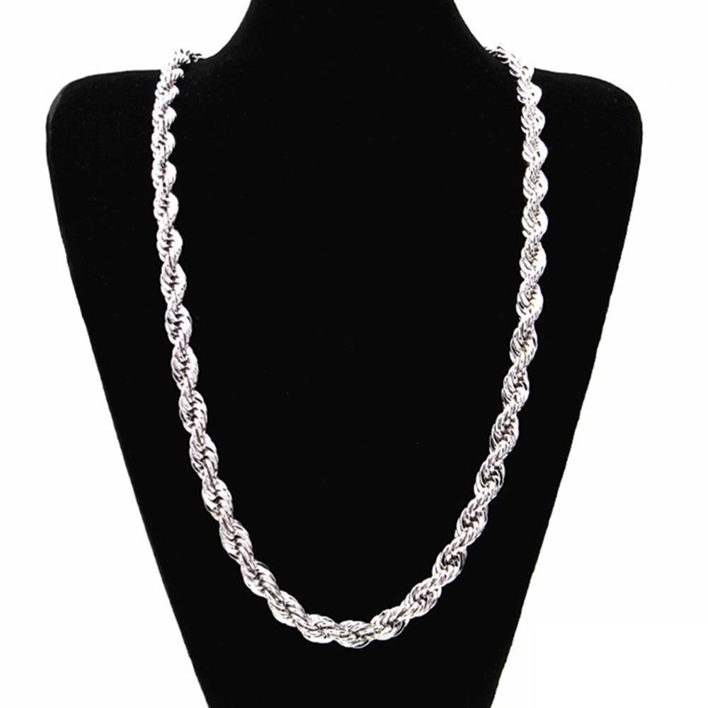 Silver 4MM Twisted Rope Necklace & Bracelet Set - Unisex Fashion Jewelry