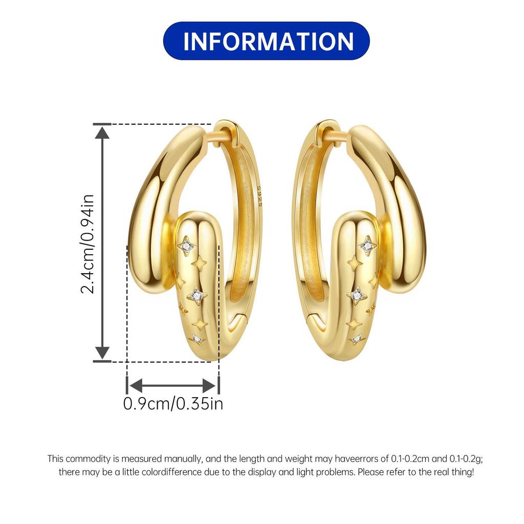 S925 Silver Golden Personalized Design Earrings Hoop Earrings Women Jewelry Trendy Anniversary Gifts
