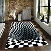 Optical Illusion Checkered Tunnel suitable as a non-slip mat for the living room or bedroom sofa