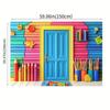 Sfondo per Porta a Disegno 2D Colorato a Pastello Sfondo Fotografico per Aula Bambini
