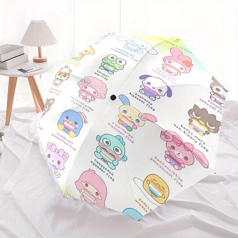 Sanrio Automatic Opening and Closing Parasol Compact Travel umbrella with 8 Ribs for Women and Men Ideal Birthday/Christmas Gift, Outdoor Ac