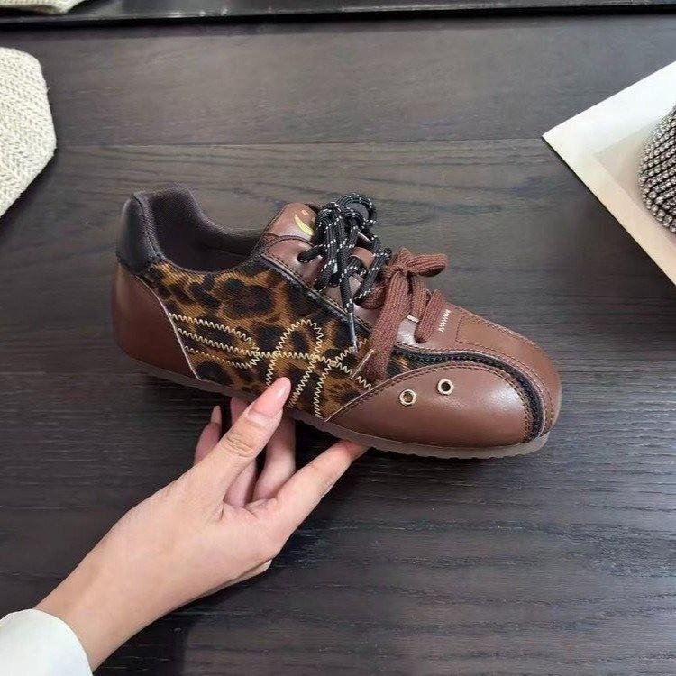 Platform-soled German training shoes women's autumn new versatile niche brown splicing small Forrest Gump casual shoes