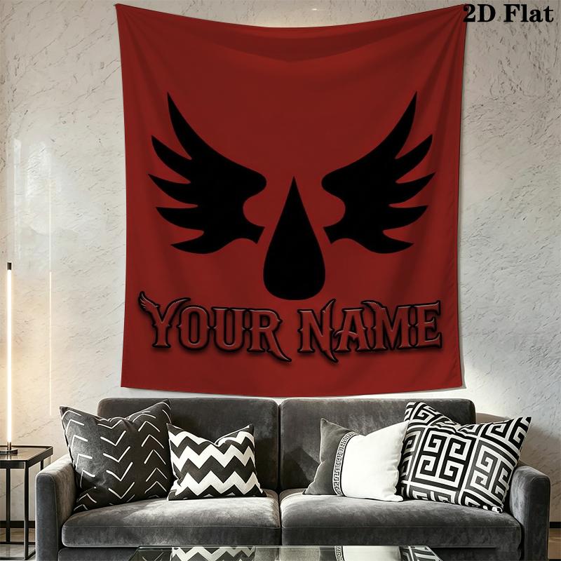 Custom Name Blood Angels Wall Tapestry Aesthetic Wall Hanging Printed Fabric Blanket Decorative Tapestries for Bedroom Living Room Home Decor