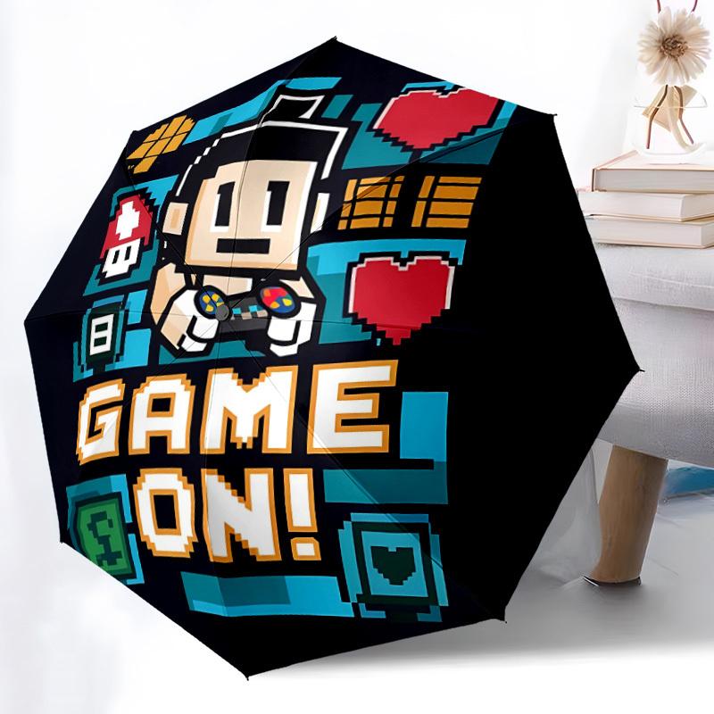 1pc Gamer PixelArt Automatic Open/Close Umbrella with Folding feature Compact Travel Umbrella, Lightweight design, for Commuting087