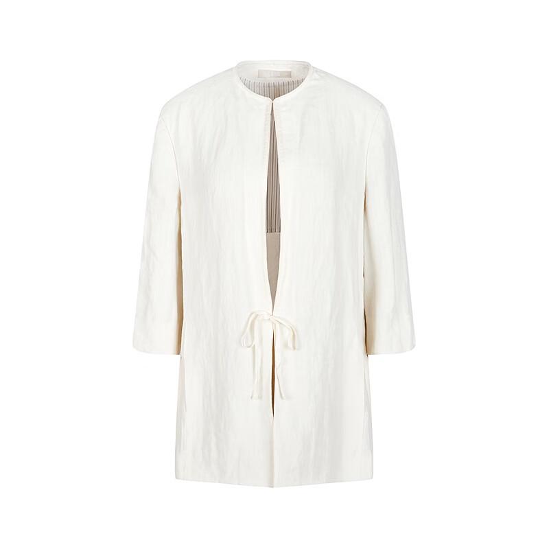Women's Hemp Linen Collarless 3/4 Sleeve Jacket