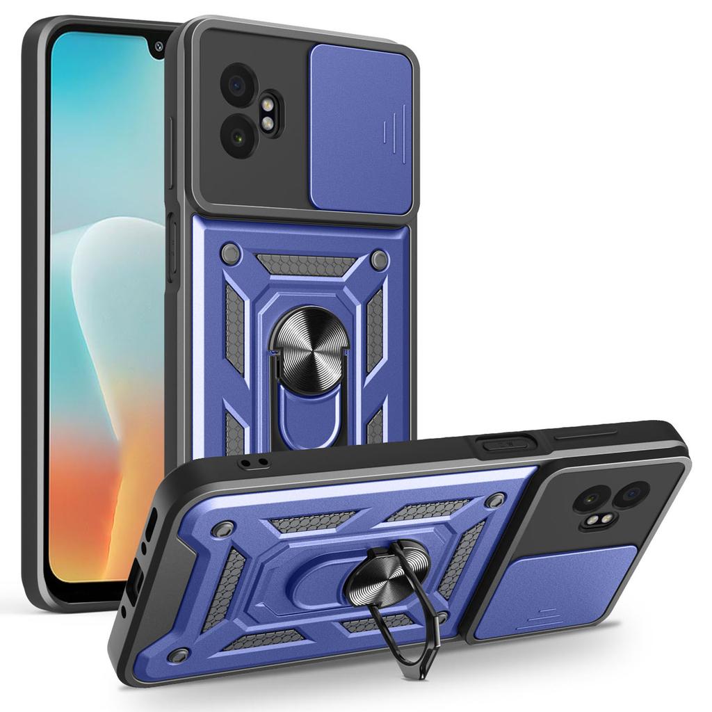 AMORUS For Samsung Galaxy XCover7 Pro Case Kickstand PC+TPU Phone Cover with Camera Lens Slider