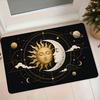 1pc Retro Sun Stars Zodiac Style Flannel Mat Home Entrance Bathroom Doorway Anti-Slip Water-Absorbing Foot Mat Bedroom Bedside Dust-Proof Carpet