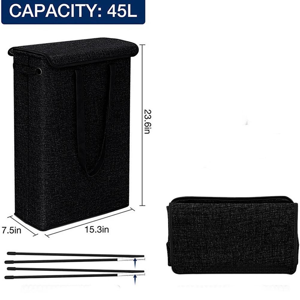 Slim Laundry Basket with Handle & Lid Narrow Laundry Hamper Multi-Function Clothes Storage Basket for Toys Clothing Organization