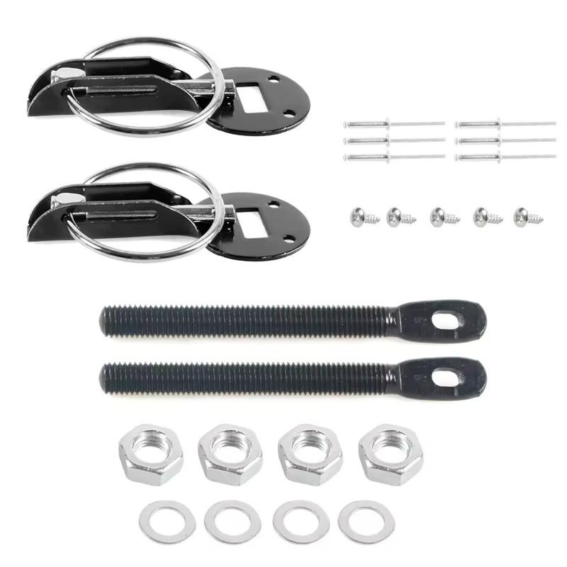 Automotive Aluminum Alloy Hood Lock Kit with Pin Bonnet Lock Latch Ensures Engine Safety and Reduces Hood Vibration on Vehicle