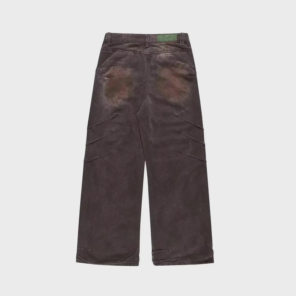 Unisex American Retro Distressed Heavyweight Pleated Wide-Leg Wasteland Jeans