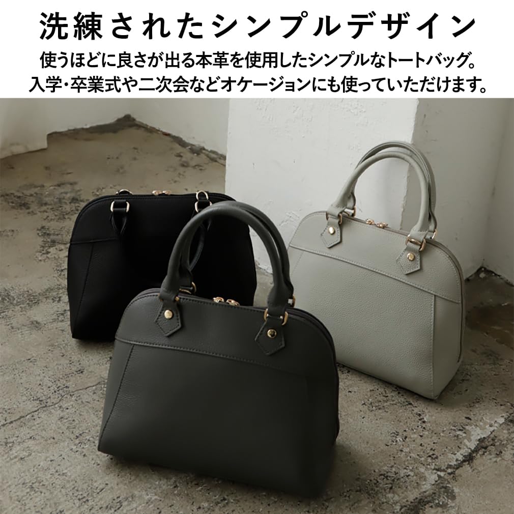 VITAFELICE Damen-Handtasche aus echtem Leder mit Rundum-Reißverschluss (sib-20080n) (Dunkelgrau)