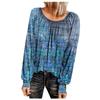 Women Tops Casual  Long Sleeve  Vintage Print Shirts Blouses Tops
