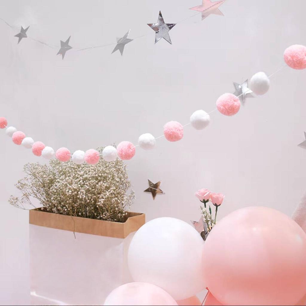 1PC 2.7m/106.29in Colorful Pompom Pendant Garland Nordic Series Wool Felt Ball String Hanging DIY Handmade Home Decor