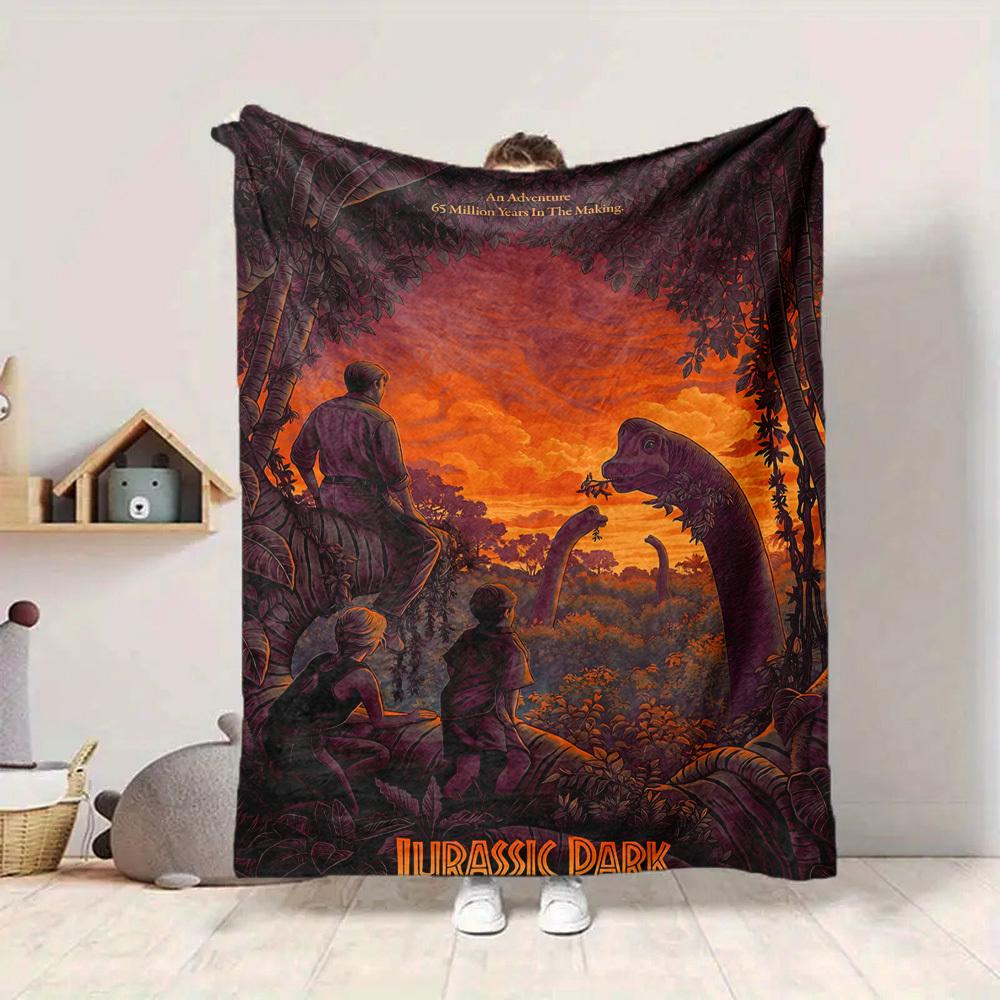 1pc Dinosaur, Adventure Blanket Lightweight Flannel Blanket Throw Blanket For Sofa, Bed, Travel, Camping, Livingroom, Office, Couch