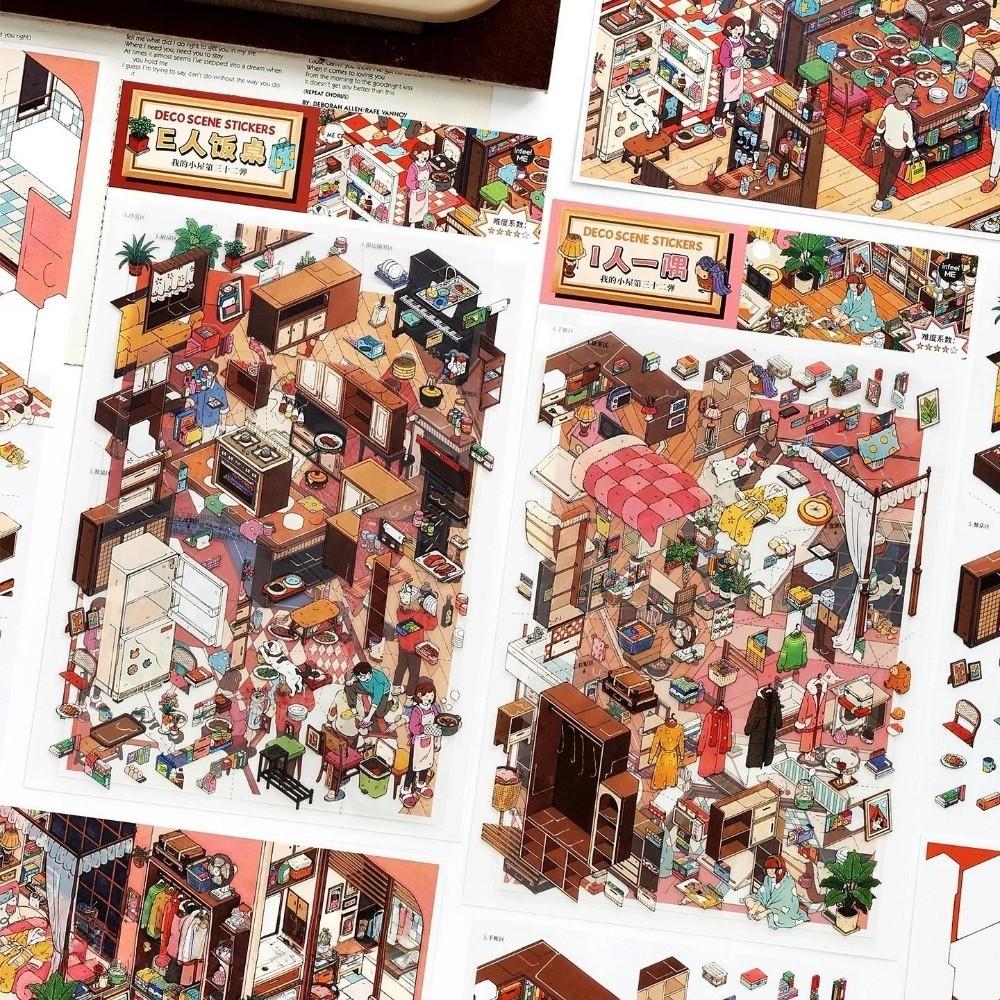 My Home Theme Landscape Stickers Cottage Scrapbook Stickers Cabin Scene Stickers Gift Giving