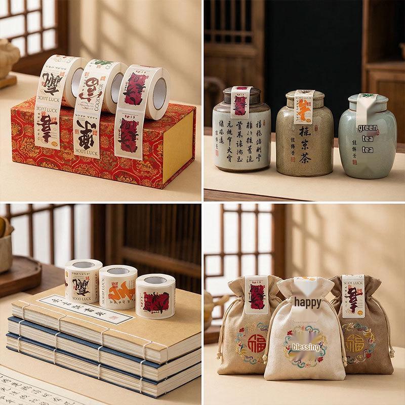 Chinese Blessing Stickers: Decorative Labels for National Day & New Year