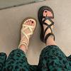 Sandali con plateau Nuovi stivali estivi con cinturino incrociato romano Stivali cool Fashion Muffin Scarpe da spiaggia alte per donna