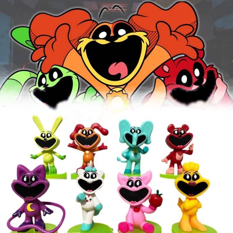 Adorable 8-9cm Smiling Animal Figurines Cake Toppers 8-pack 3d Models