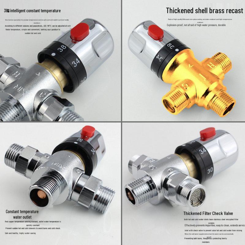Smart Thermostatic Mixing Valve for Solar Electric Water Heater with Hot/Cold Shower Head Faucet