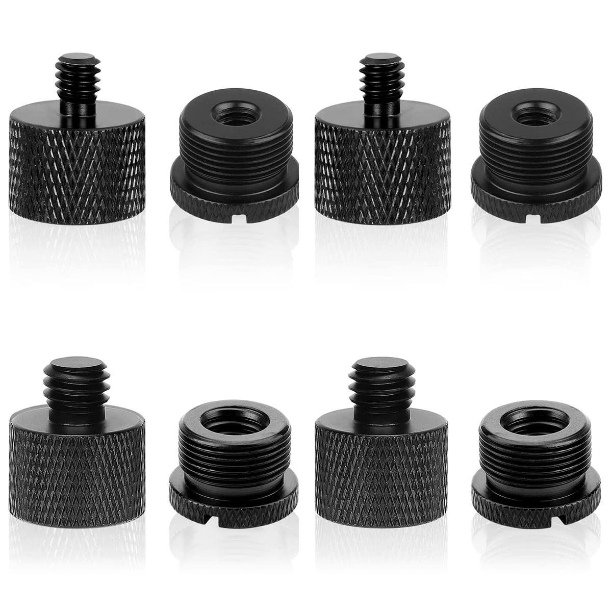 

8pcs a set Mic Stand Thread Adapter Set 1/4,3/8 Male to 5/8 Female Microphone stand fixing Screw Thread Adapter Transfer чорний
