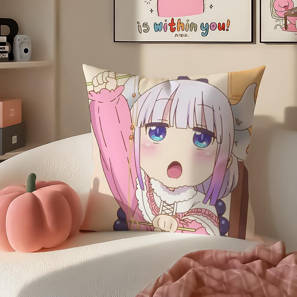 Miss Kobayashis Dragon MaidB Anime Cushion Cover Pillowcase Short Plush Invisible zipper Room Sofa Cushion Cover