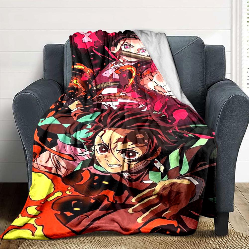 Tanjiro Nezuko Kamado Print Flannel Blanket High Quality Warm Comfortable Cover for All Seasons Perfect for Gifts Home Decor