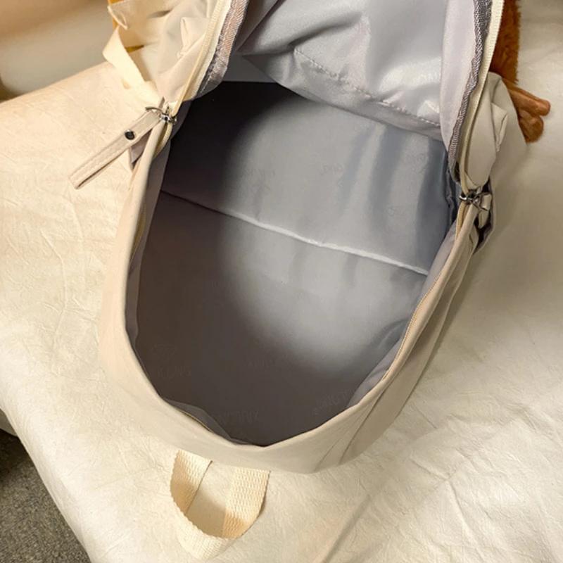 Waterproof Nylon Backpack For Women Simple Solid Color Bookbag Travel Backpack For Student Girls School Bag Female Shoulder Bags