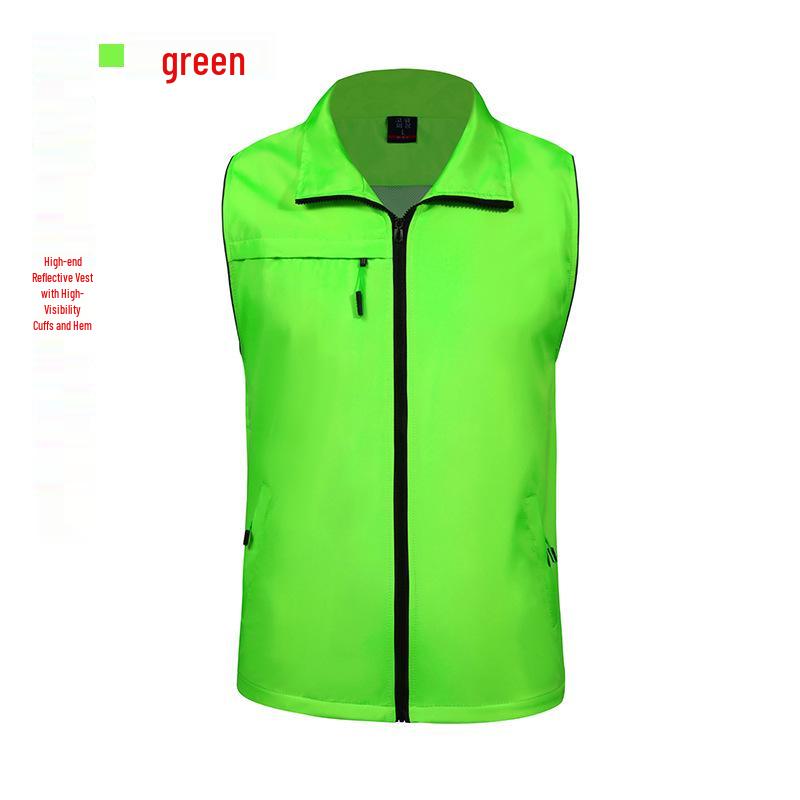 Red Volunteer Reflective Vest with Logo for Public Welfare Promotion XL