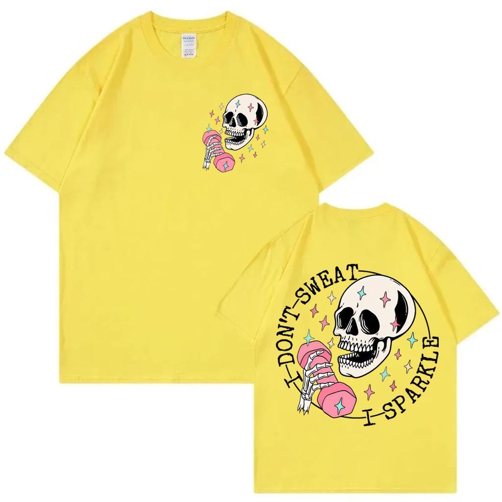 Funny Skeleton Pump Cover Tshirts Men Women Clothing Gothic Fashion Short Sleeve Tshirt High Quality Cotton Oversized T Shirt